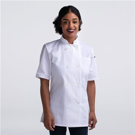 CW4465 CW40 01 Chefwear Women Short Sleeve Plastic Button Chef Jacket White 
